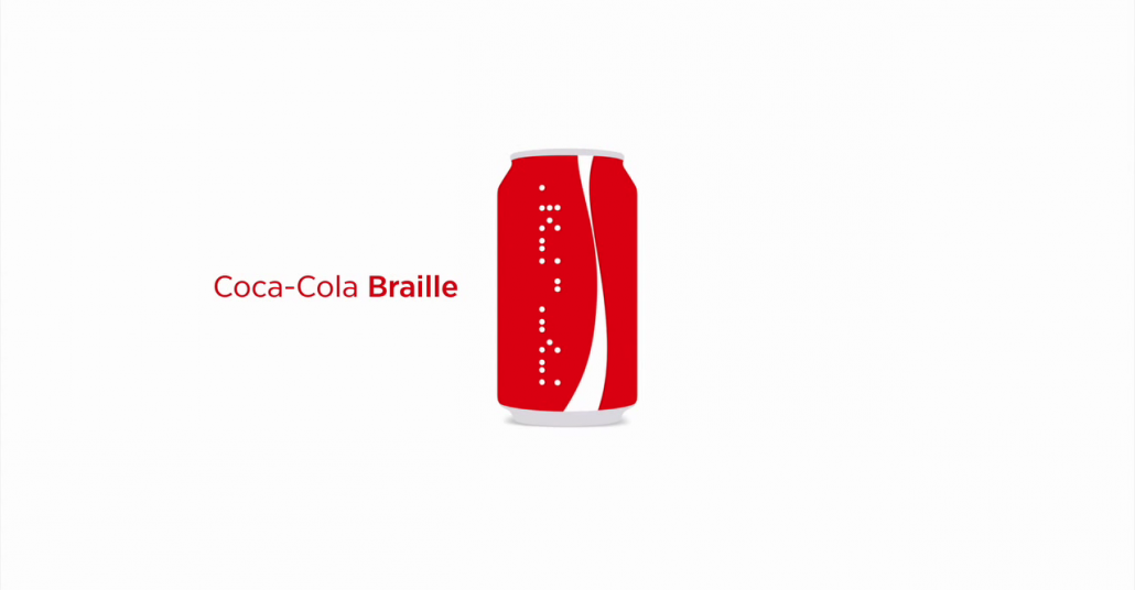 Görme Engelliler için Braille Alfabesiyle Yazılmış Coca-Cola Kutuları