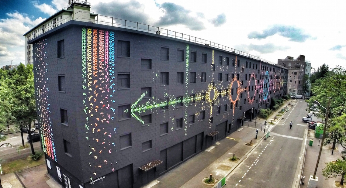 Origami Kuşlardan Oluşan Rengarenk Mural