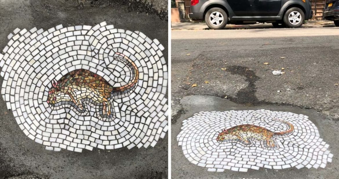 Sokaklardaki Çukurları Süsleyen Haşere Mozaikleri