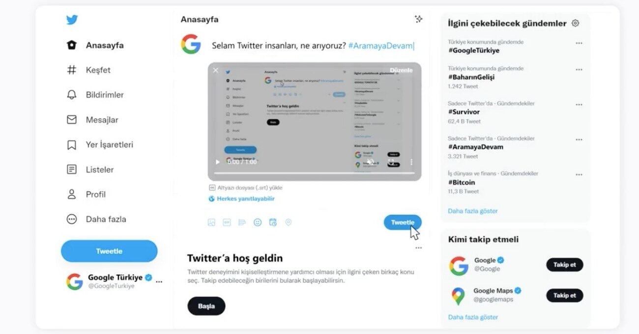Google Türkiye’nin Twitter Hesabından İlk Paylaşım