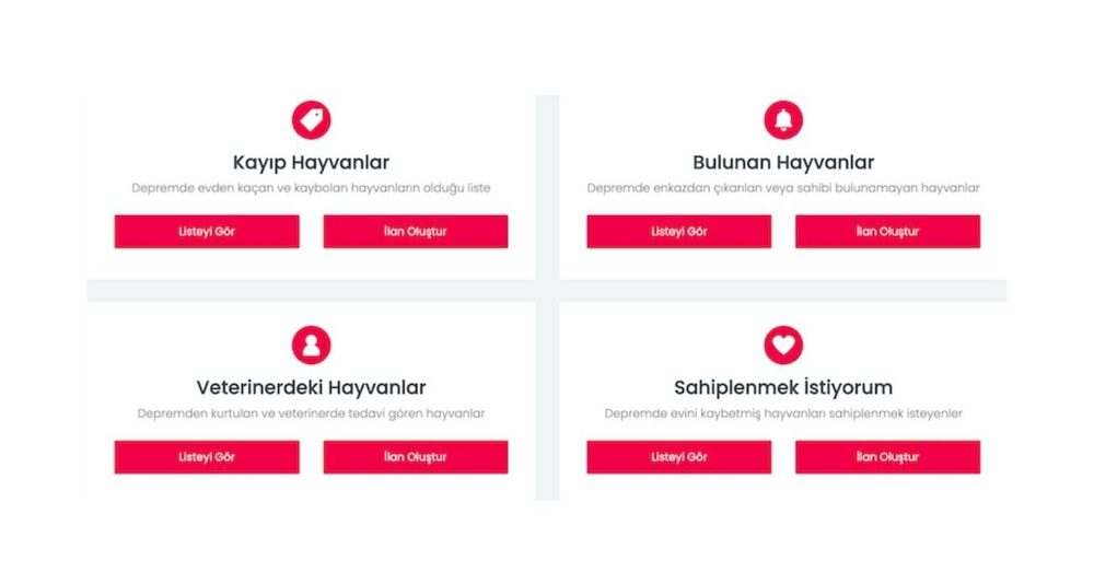 Depremzedeleri Kaybolan Evcil Hayvanlarıyla Buluşturan İlan Platformu