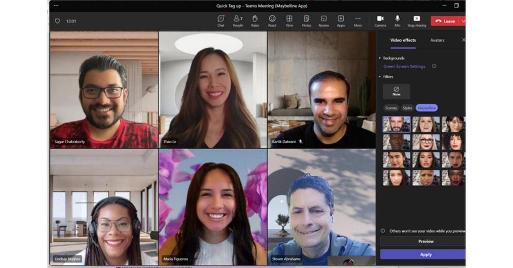 Microsoft Teams Toplantıları İçin Sanal Makyaj Efekti
