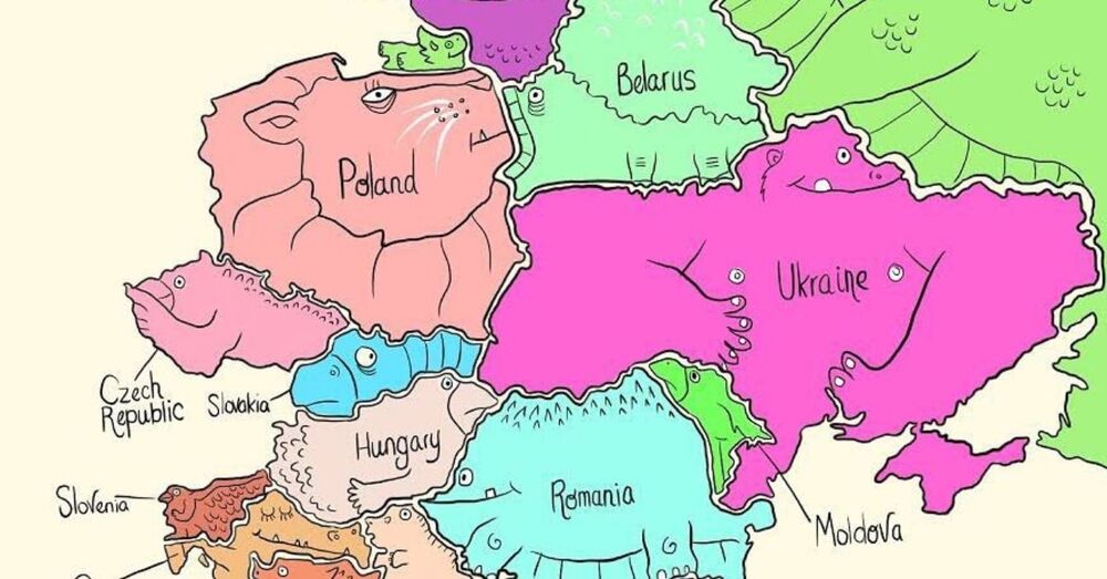 Ülkeleri Renkli Canavarların Temsil Ettiği Haritalar