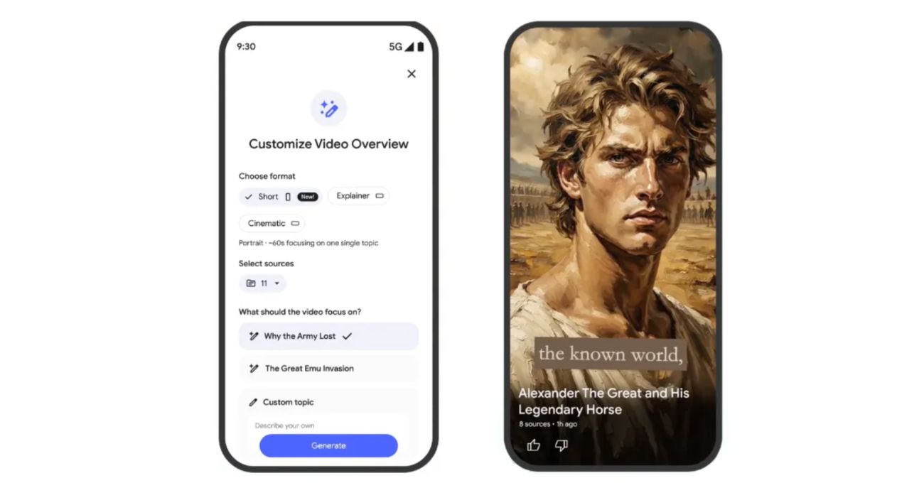 NotebookLM’den Dikey Formatta Kısa Video Özetleri